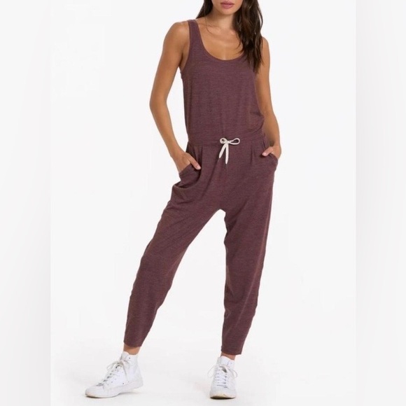 Vuori Pants - Vuori Maroon Tank Jumpsuit with Drawstring